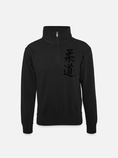 Judo - Unisex sweater with zip collar - black