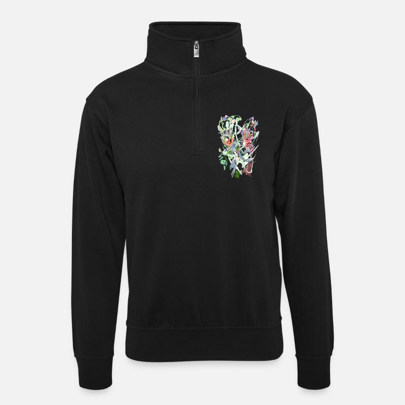 Hintergrund Design - Pastell - Unisex Pullover mit Zip-Kragen - Schwarz