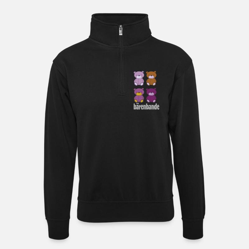 bärenbande - Unisex Pullover mit Zip-Kragen - Schwarz
