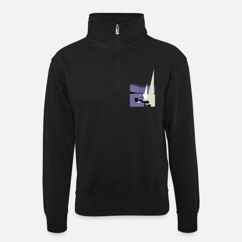 Segelboote im Abendhafen - Unisex Pullover mit Zip-Kragen - Schwarz