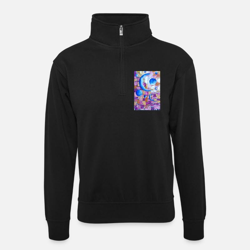 Mondstadt Aquarell - Unisex Pullover mit Zip-Kragen - Schwarz
