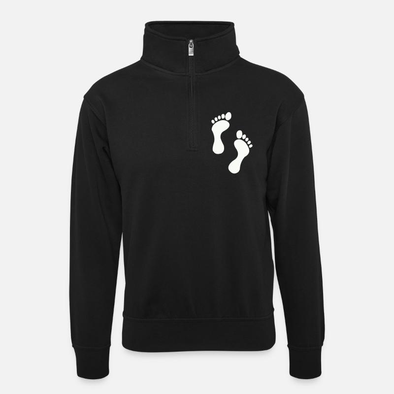 Small feet, big dreams - Unisex sweater with zip collar - black