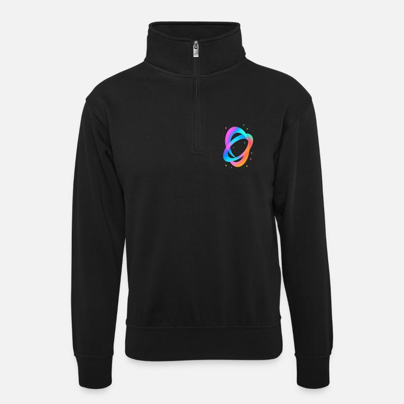 Future Fusion – Neon Flow Vibes - Unisex Pullover mit Zip-Kragen - Schwarz