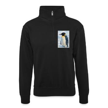 Aquarelle Pingouin au bord de la mer - Sweat col montant zippé unisexe - noir - Devant