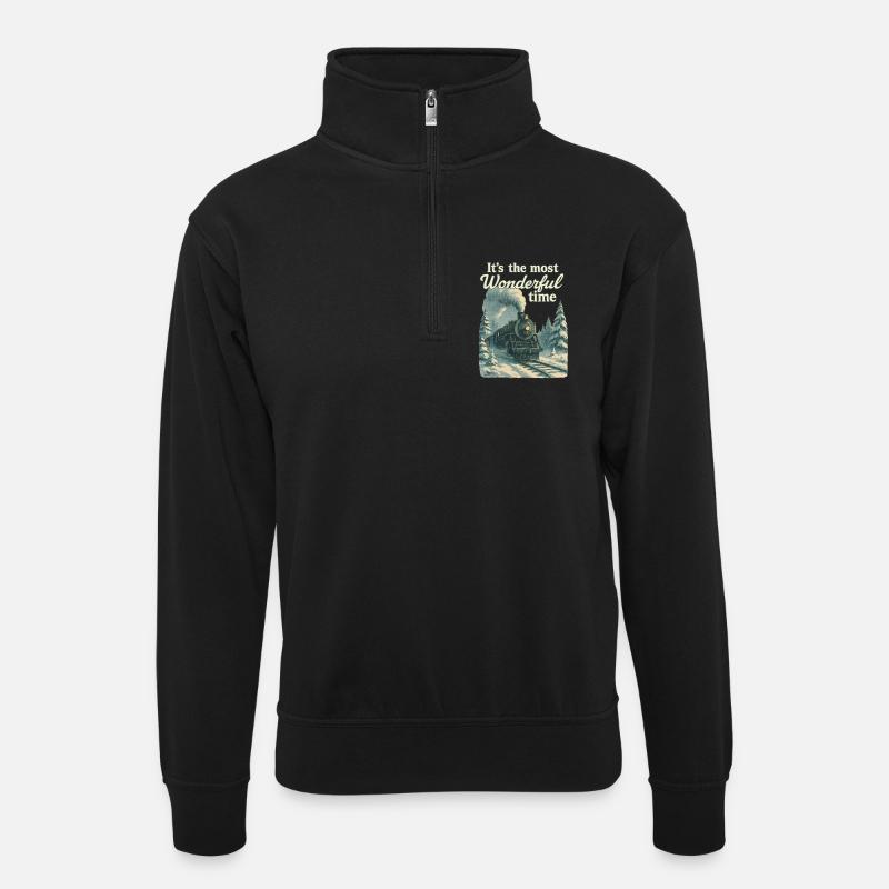 Weihnachten Polarexpress - Unisex Pullover mit Zip-Kragen - Schwarz
