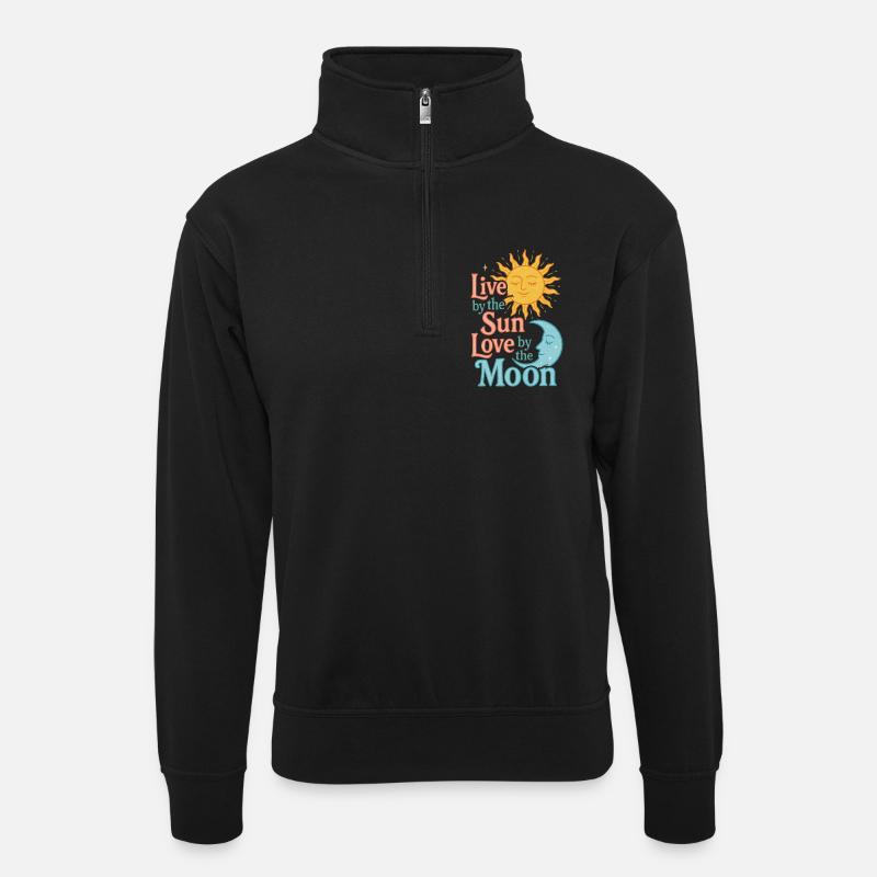 Sun Moon Harmony Zitat - Unisex Pullover mit Zip-Kragen - Schwarz