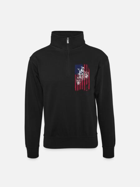 Dirt Biking USA Flag  - Unisex sweater with zip collar - black