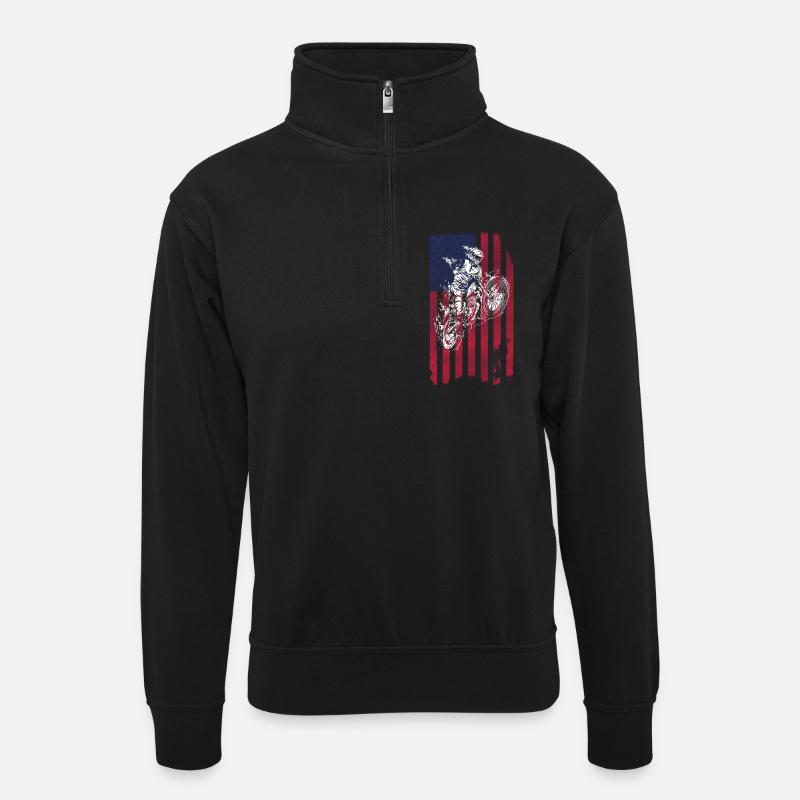 Dirt Biking USA Flag - Unisex sweater with zip collar - black