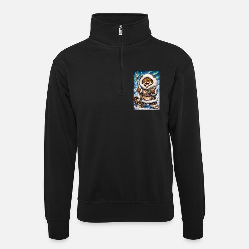 Alaska_Donny - Unisex Pullover mit Zip-Kragen - Schwarz