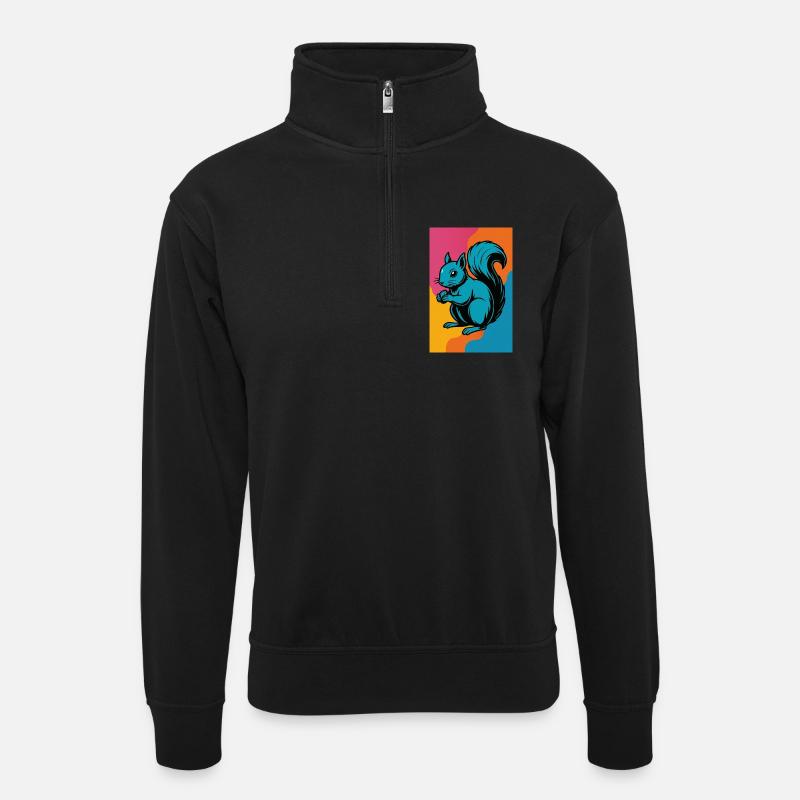 Buntes Eichhörnchen Pop Art - Unisex Pullover mit Zip-Kragen - Schwarz