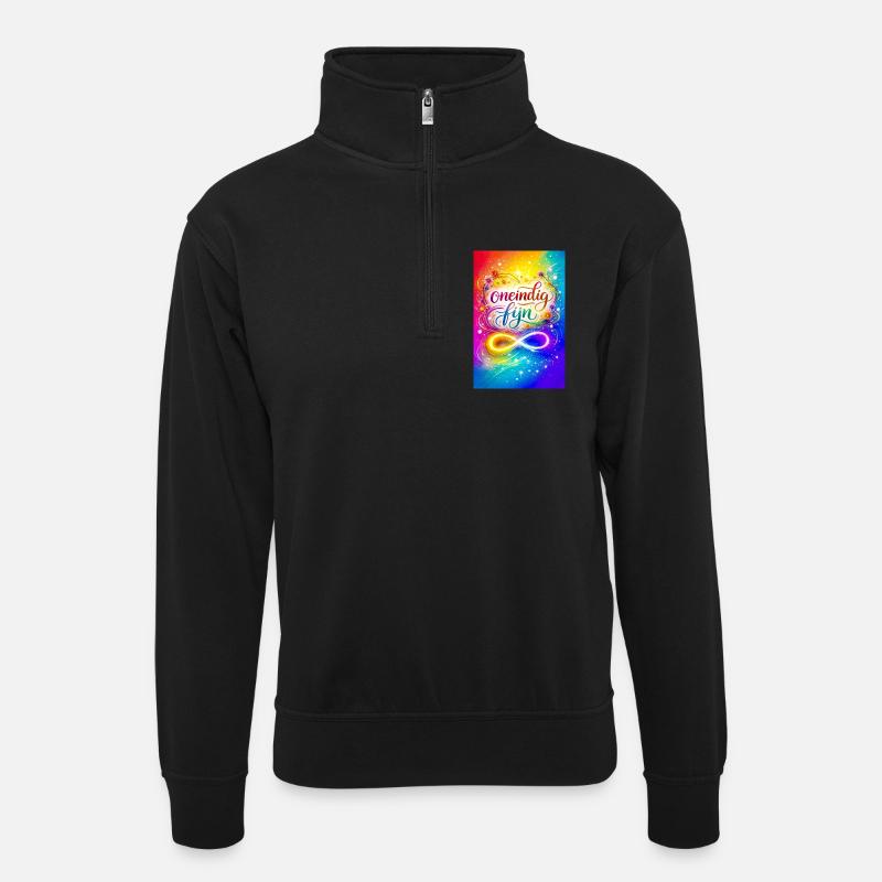 Unendlich feines farbenfrohes Design - Unisex Pullover mit Zip-Kragen - Schwarz