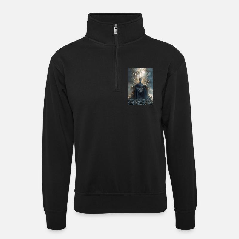 Skull Throne Crowned King - Unisex sweater with zip collar - black