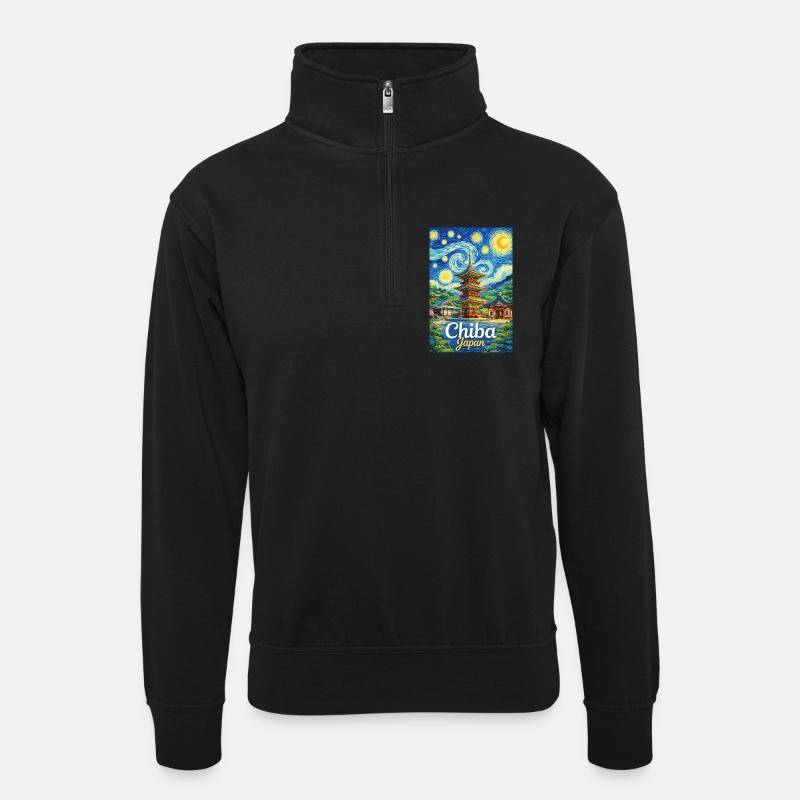 Chiba, Japan - Unisex Pullover mit Zip-Kragen - Schwarz