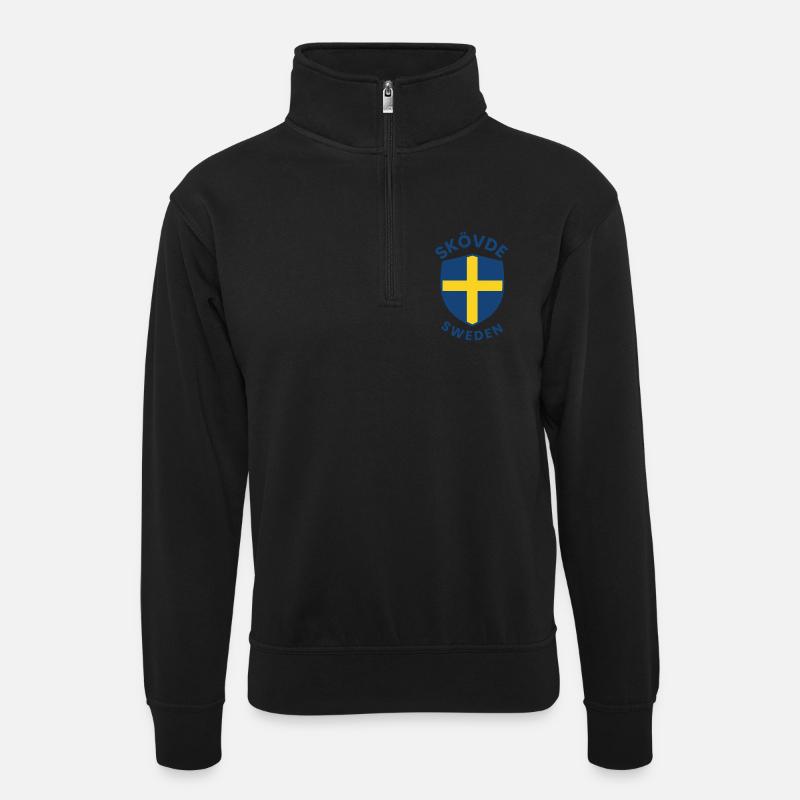 Skövde-Schildemblem-Druck - Unisex Pullover mit Zip-Kragen - Schwarz