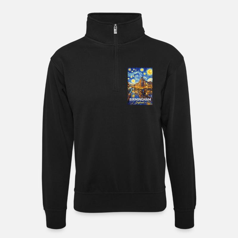 Birmingham England Sternennacht - Unisex Pullover mit Zip-Kragen - Schwarz