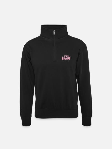 Team Braut Pink Herzen - Unisex Pullover mit Zip-Kragen - Schwarz