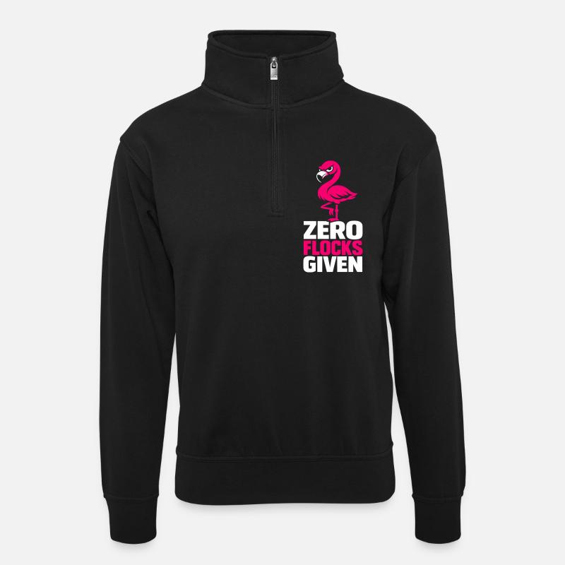 Zero Flocks Given - Unisex sweater with zip collar - black