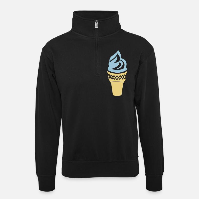 eis creme - Unisex Pullover mit Zip-Kragen - Schwarz