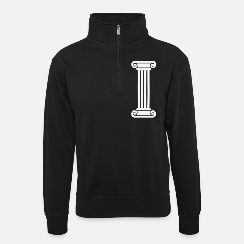 säule - Unisex Pullover mit Zip-Kragen - Schwarz