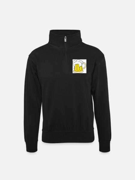 beer_mug - Unisex sweater with zip collar - black