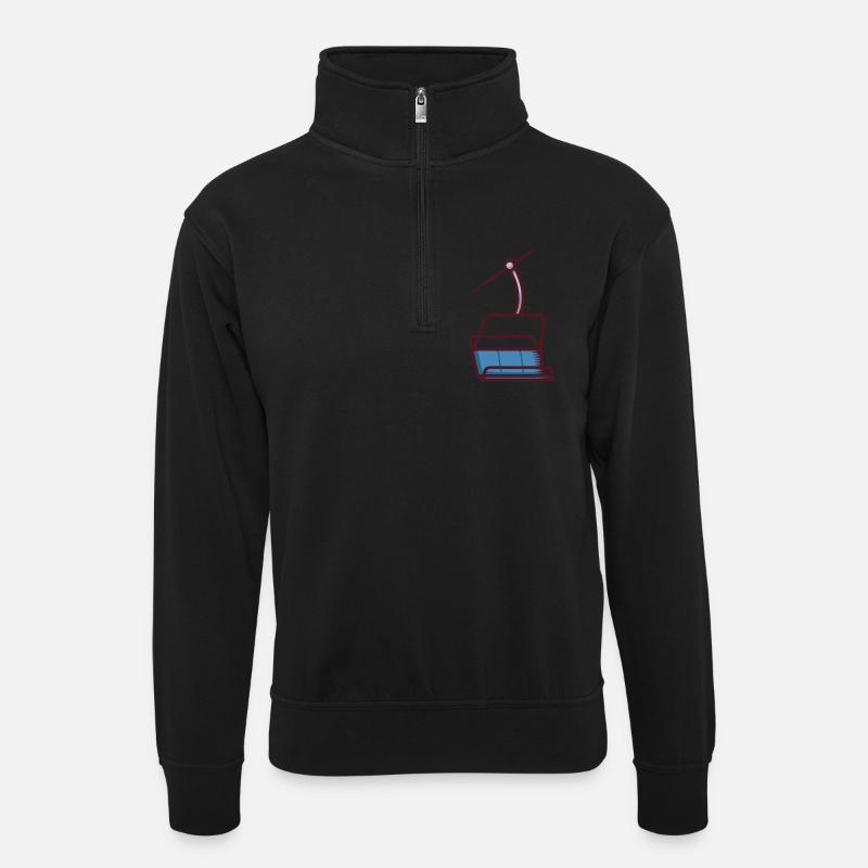 Abstrakte Illustration einer Seilbahn - Unisex Pullover mit Zip-Kragen - Schwarz