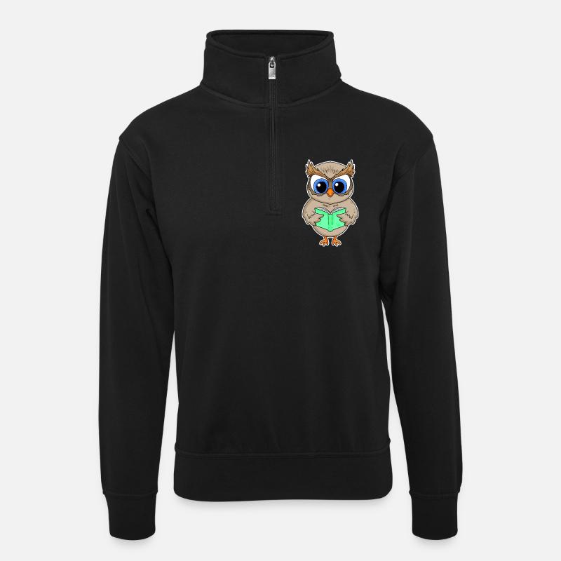 Reading Book Books Reader Gift - Unisex sweater with zip collar - black