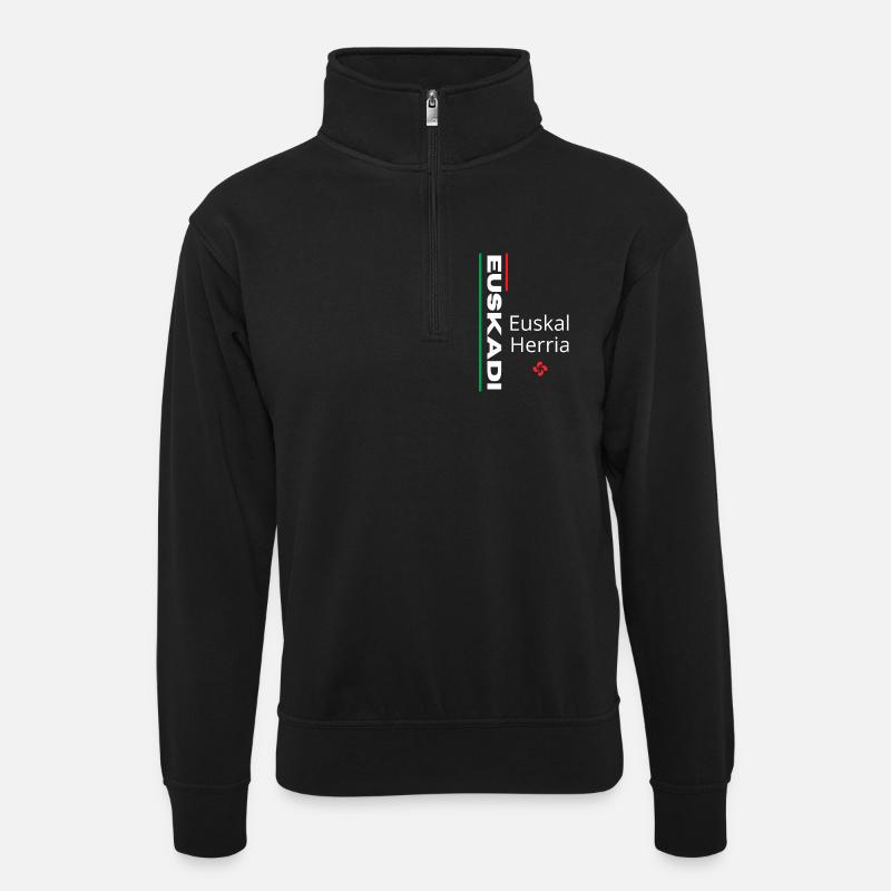 Lebendiges Euskal Herria-Muster - Unisex Pullover mit Zip-Kragen - Schwarz