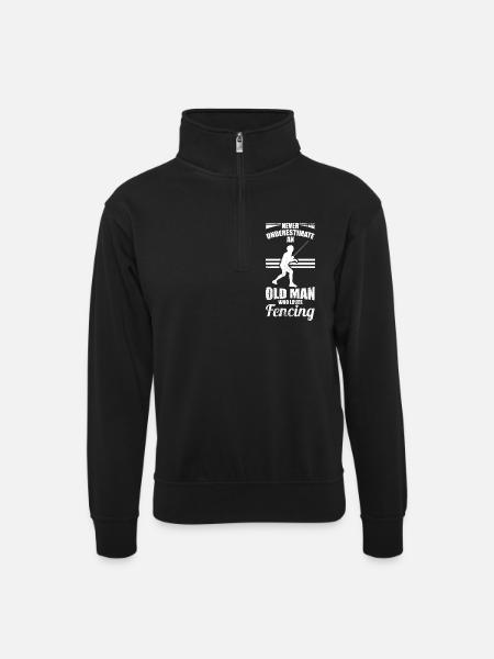 Fencing Grandfather - Unisex sweater with zip collar - black