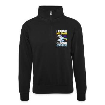 Öffentlicher Pfurz Lustig Unangemessen - Unisex Pullover mit Zip-Kragen - Schwarz - Vorne
