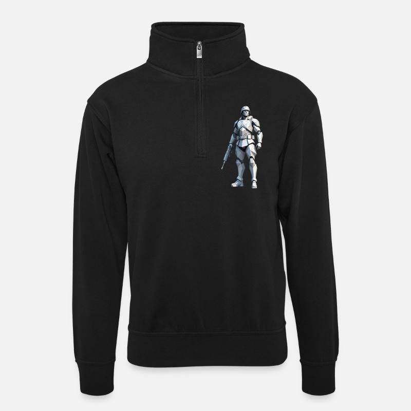 Soldier - Low Poly Army Design - Unisex sweater with zip collar - black