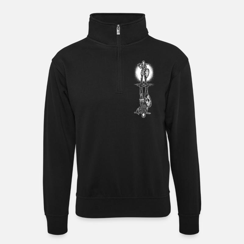Schildmaid Spiegelbild - Unisex Pullover mit Zip-Kragen - Schwarz