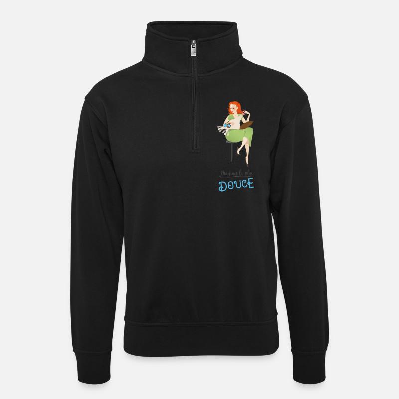 Maman la plus douce - Sweat col montant zippé unisexe - noir