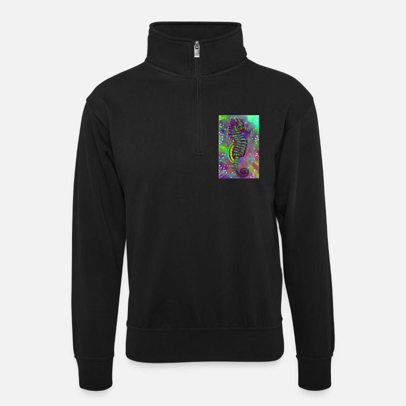 hippocampe - Sweat col montant zippé unisexe - noir