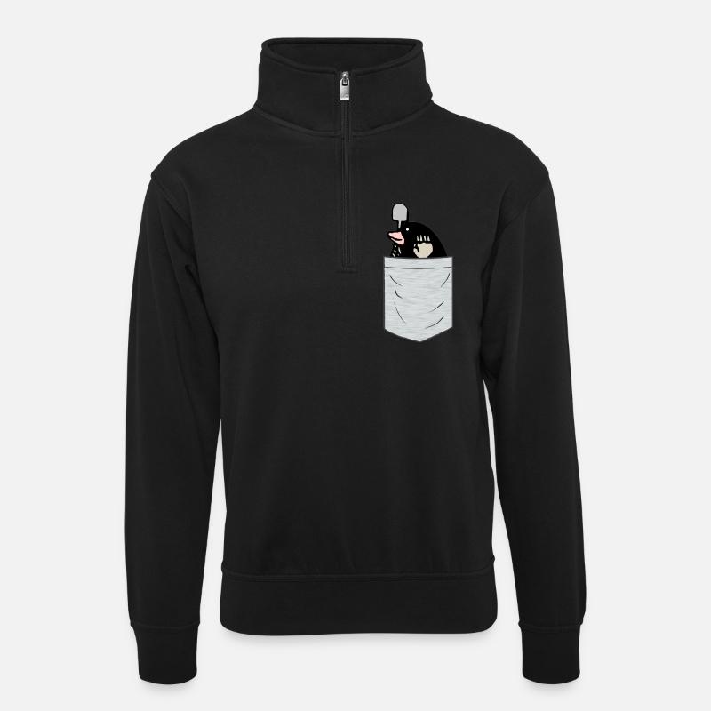 Mole Breast Pocket - Unisex sweater with zip collar - black