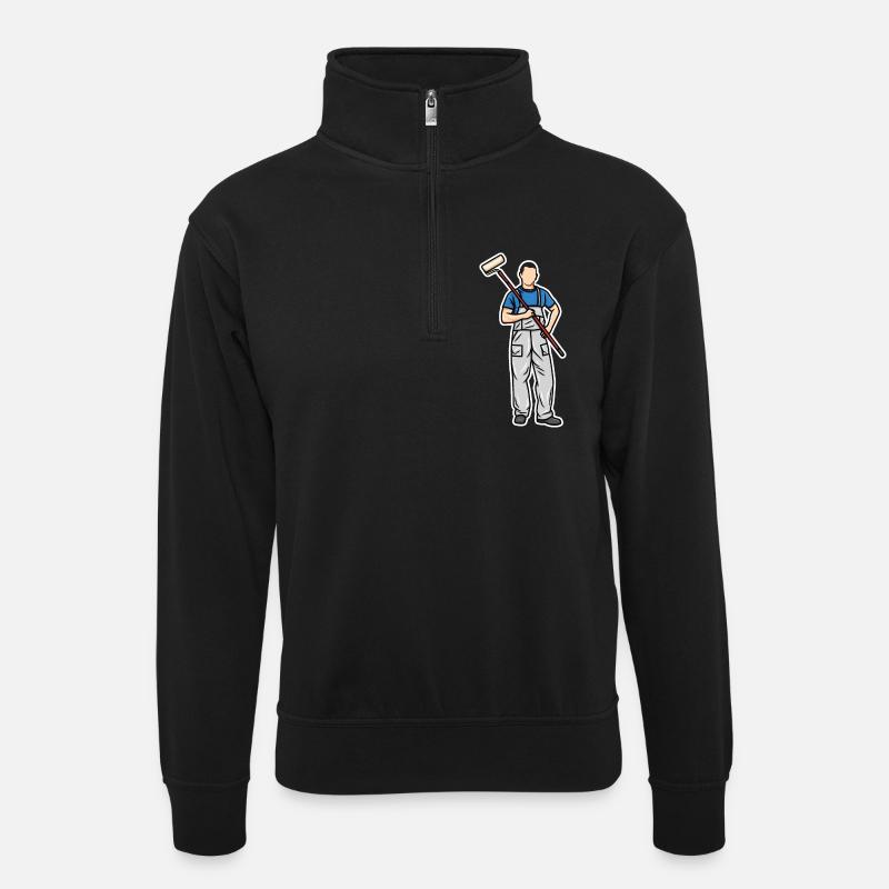 Kleiner Maler - Unisex Pullover mit Zip-Kragen - Schwarz