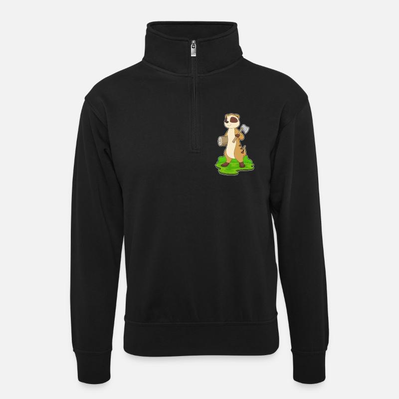 Hache de bûcheron suricate - Sweat col montant zippé unisexe - noir