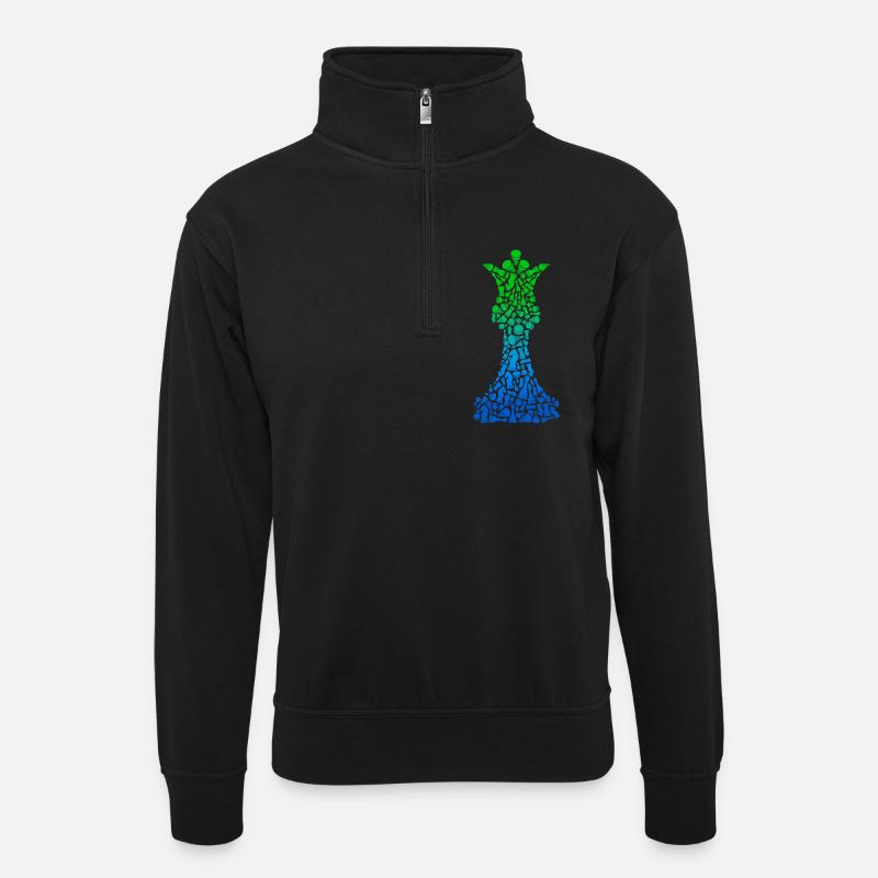Schach Schachfiguren Schachspiel Schachspieler  - Unisex Pullover mit Zip-Kragen - Schwarz