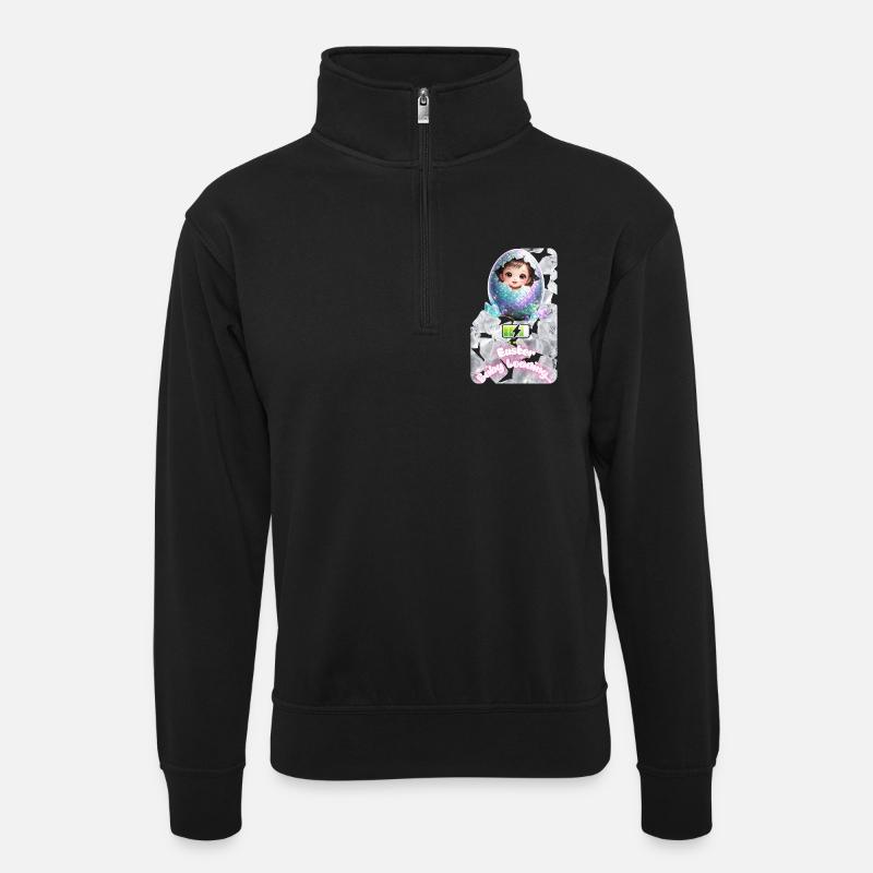 Osterknospe Baby-Ei Explosion - Unisex Pullover mit Zip-Kragen - Schwarz