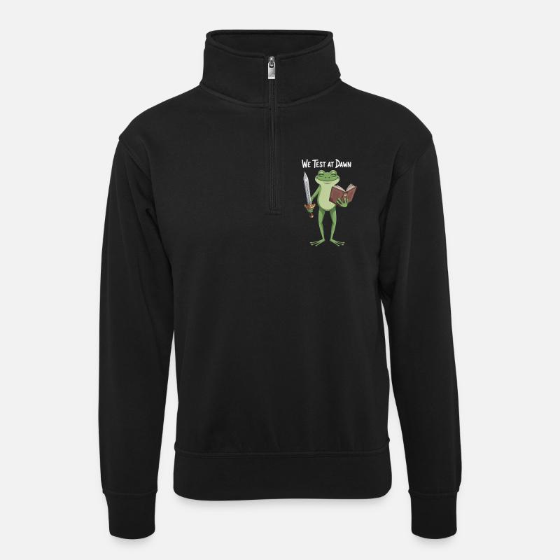 Frog Knight at Dawn - Unisex sweater with zip collar - black
