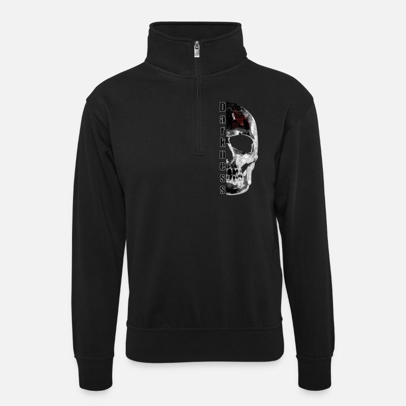 finsterniss - Unisex Pullover mit Zip-Kragen - Schwarz