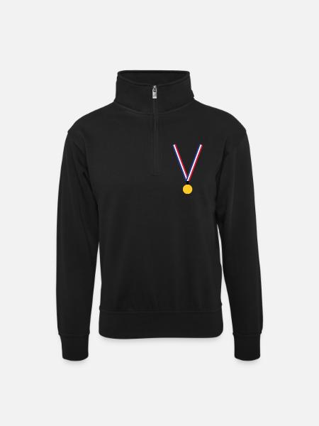 Gold Medal - France - Unisex sweater with zip collar - black