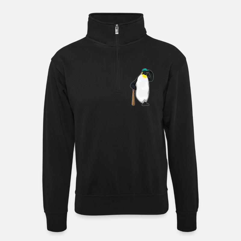 Penguin Baseball Baseball Bats - Unisex sweater with zip collar - black