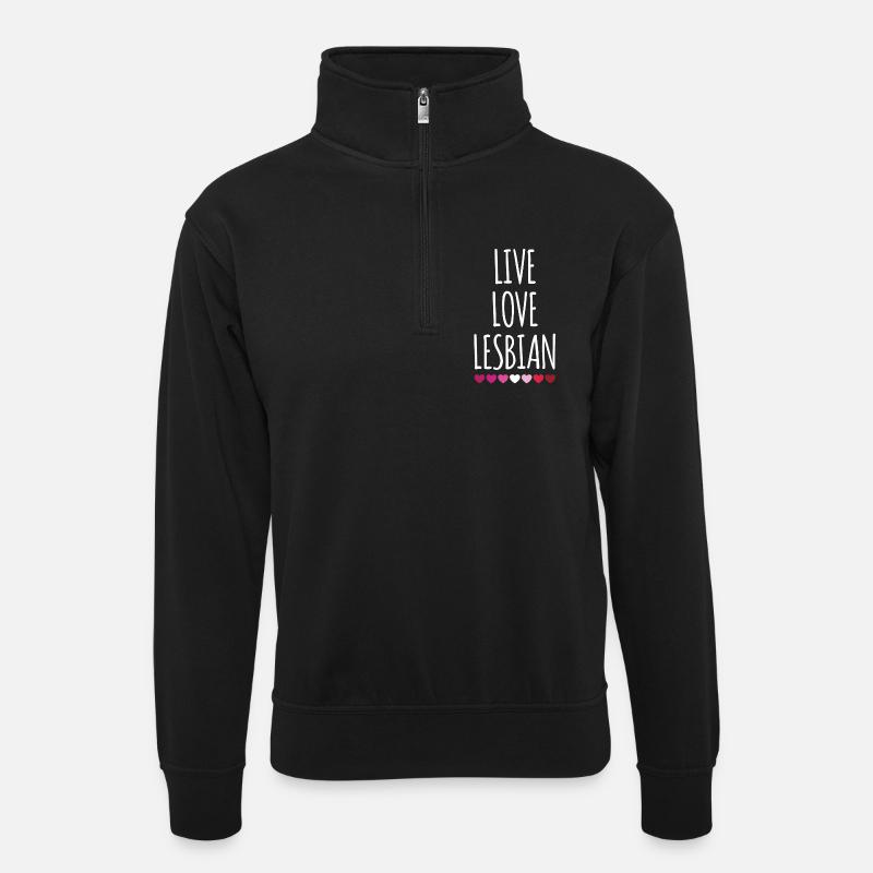 Leben. Liebe. Lesbe. - Unisex Pullover mit Zip-Kragen - Schwarz