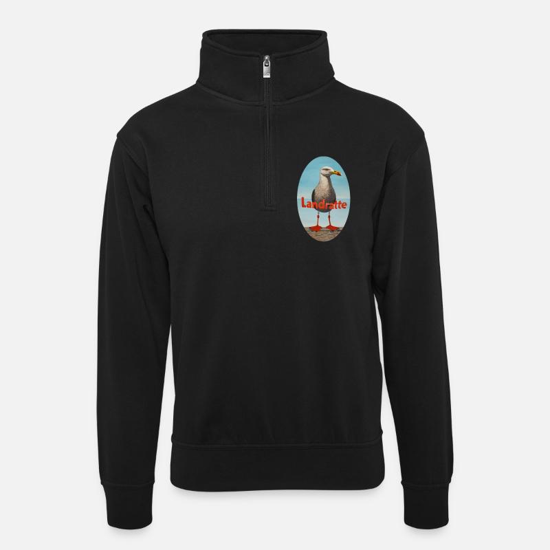 Landratte - Unisex Pullover mit Zip-Kragen - Schwarz
