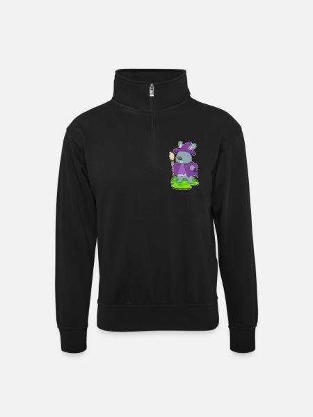 Bunny Witch Broom - Unisex sweater with zip collar - black