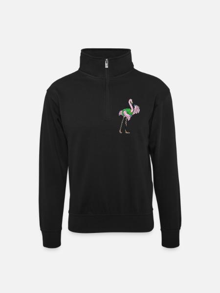 Flamingo Dart Dartpfeil - Unisex sweater with zip collar - black