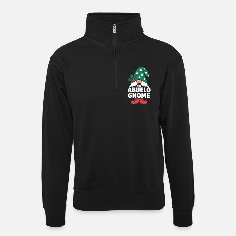 Abuelo Gnome Weihnachten - Unisex Pullover mit Zip-Kragen - Schwarz
