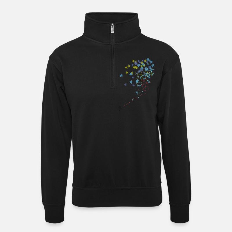 Starman - Unisex Pullover mit Zip-Kragen - Schwarz
