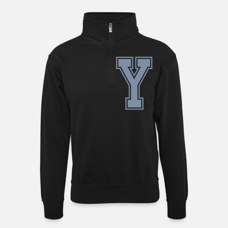 Buchstabe Y - Unisex Pullover mit Zip-Kragen - Schwarz