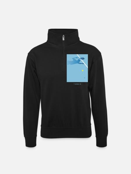 Tennis Art - Unisex Pullover mit Zip-Kragen - Schwarz